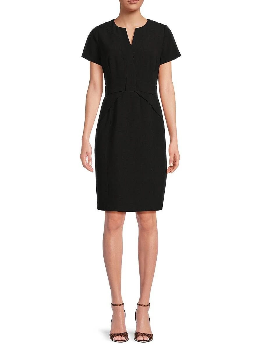 Elegant Bow Detail Sheath Dress in Black | Image
