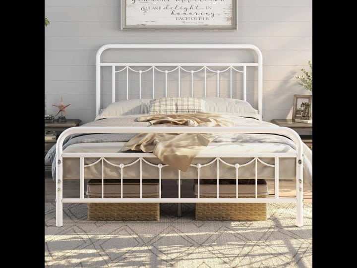 yaheetech-queen-size-metal-bed-frame-with-vintage-headboard-and-footboard-farmhouse-metal-platform-b-1