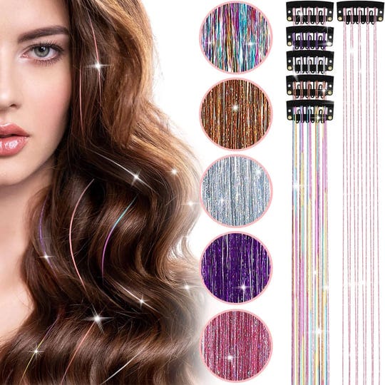 juexica-clip-in-hair-tinsel-kit-15-pieces-glitter-fairy-tinsel-hair-extensions-20-inch-shiny-hair-ti-1