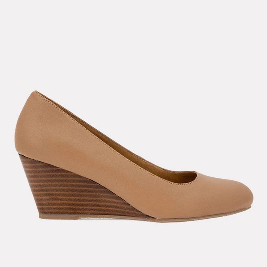 Camel Leather Tan Wedge with Supportive Heel | Image