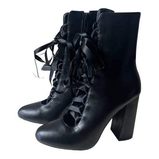 akira-black-lace-up-ankle-block-heel-boots-size-37-1