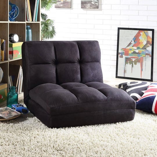 loungie-beige-flip-chair-5-position-adjustable-sleeper-dorm-bed-lounger-seat-or-sofa-portable-black-1