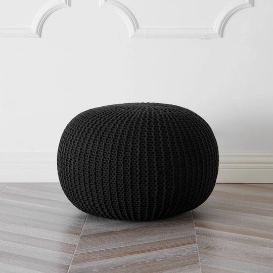 urban-shop-round-knit-pouf-black-1