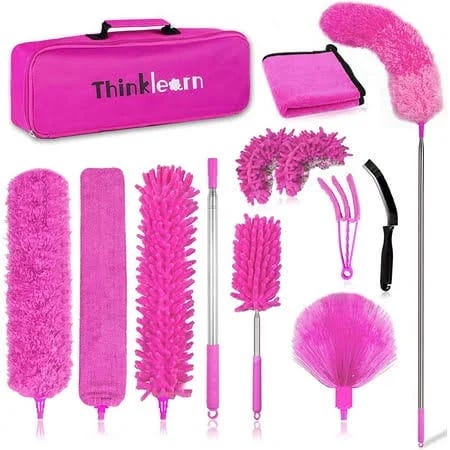 Pink Microfiber Dusters - 14PCS Feather Duster Cleaning Set for Home | Image