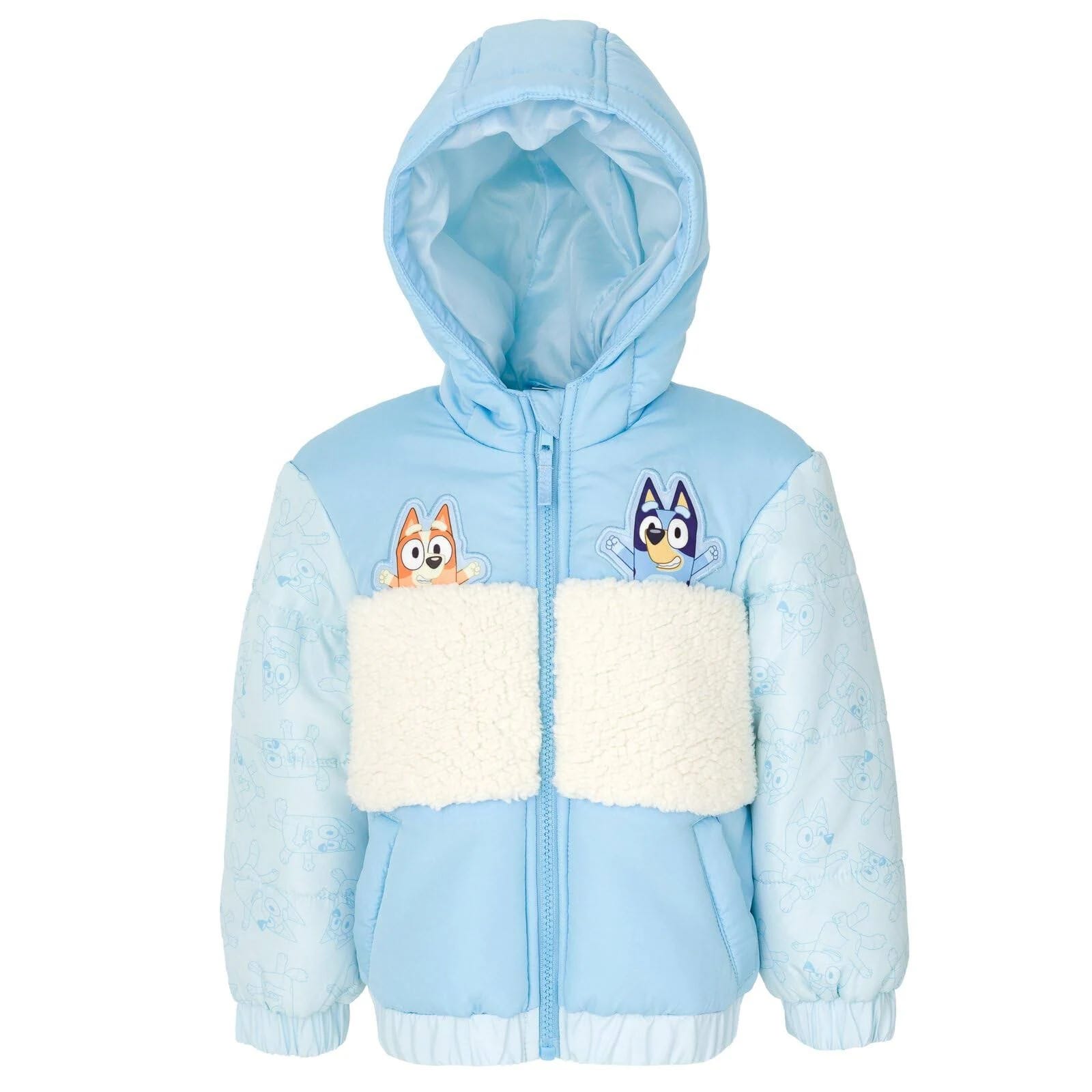 Cute Bluey Bingo Little Girls Zip Up Winter Coat Puffer Jacket | Image