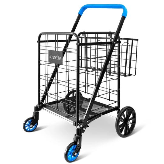 collapsible-utility-cart-with-rolling-swivel-wheels-serenelife-1