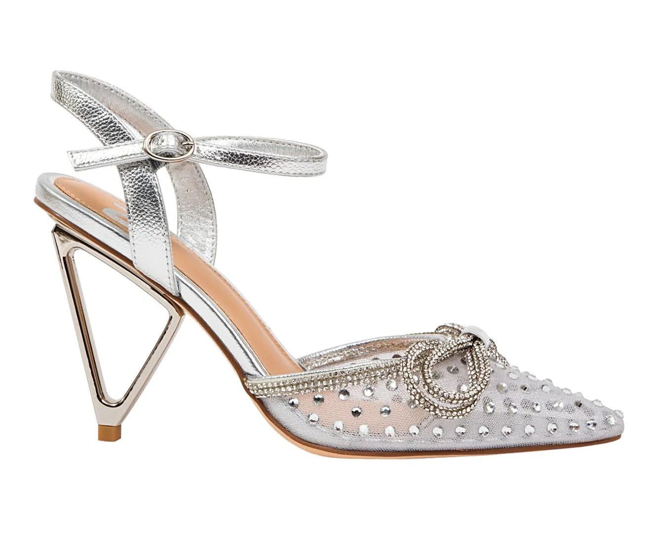 Sleek Silver Ankle Strap Heel for Women - Size 12 | Image