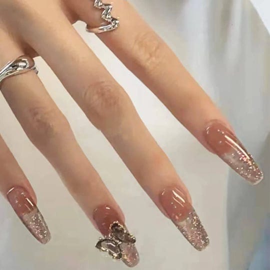 foccna-nude-luxury-fake-nails-extra-long-press-on-butterfly-rhinestone-nails-bling-square-acrylic-fa-1