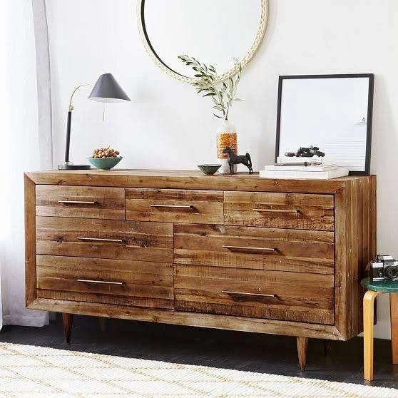 Alexa 7-Drawer Reclaimed Pine Dresser with Honey Finish | Image