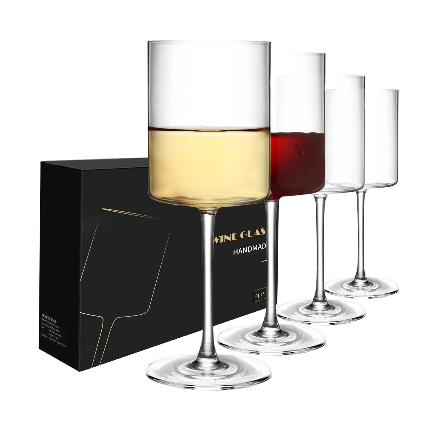 Stylish Square White Wine Glasses Set | Image