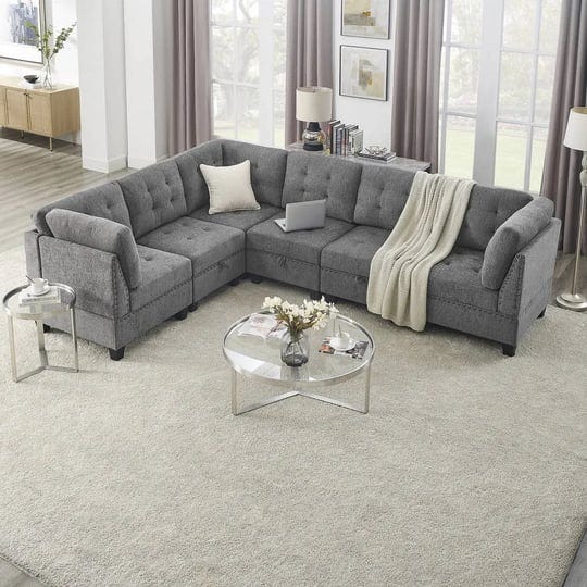 l-shape-modular-sectional-sofa-diy-combination-red-barrel-studio-fabric-gray-chenille-size-36-66-h-x-1