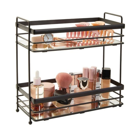 juvale-2-tier-matte-black-mirrored-tray-for-vanity-bathroom-countertop-perfume-organizer-12-x-5-7-x--1
