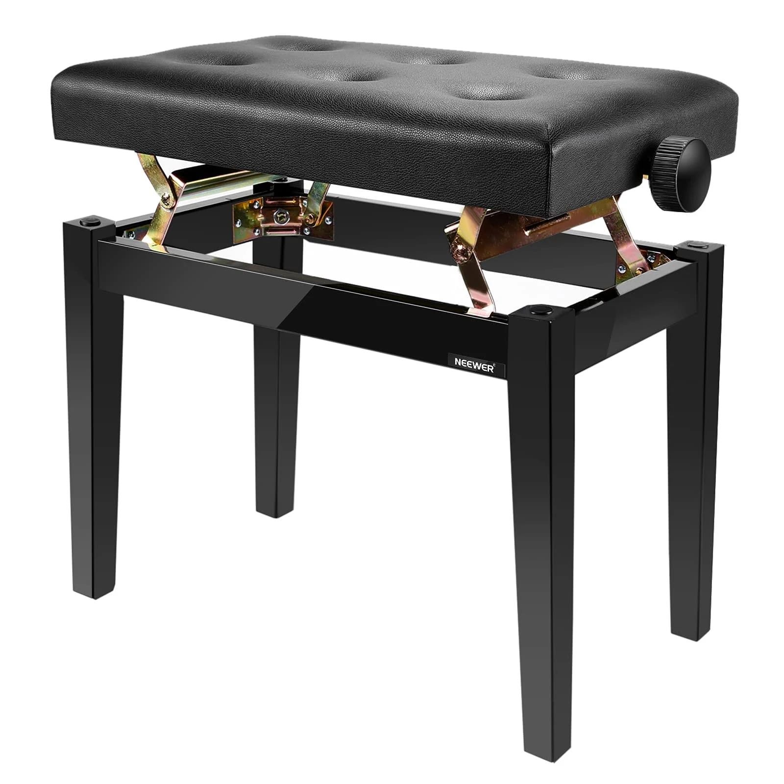 Height-Adjustable Piano Bench with Comfortable Seat - Black | Image