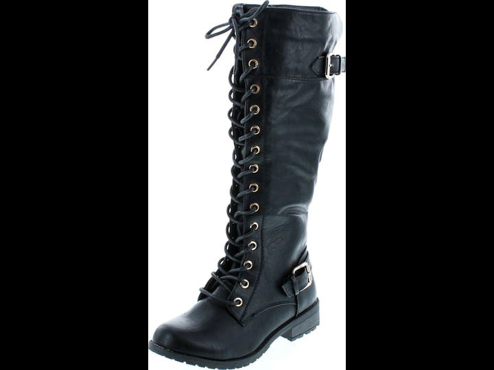 forever-link-mango-27-womens-strappy-lace-up-knee-high-combat-stacked-heel-boot-black-1