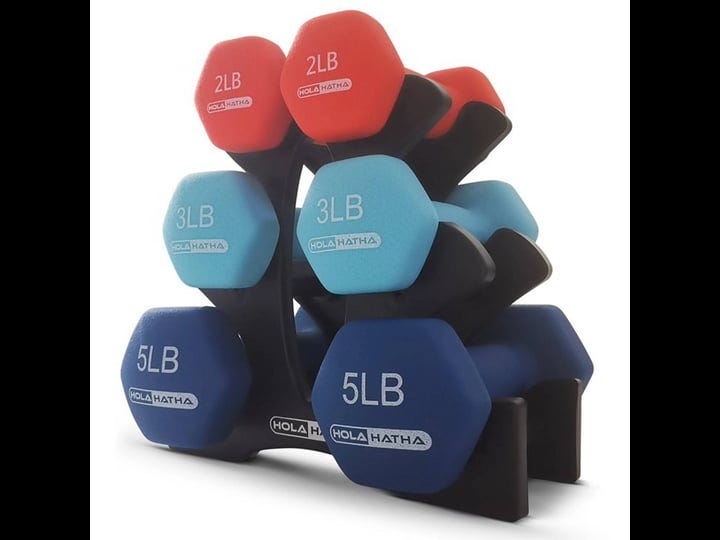 2-3-5-lb-neoprene-dumbbell-weight-set-w-rack-red-blue-open-box-1