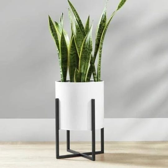 mainstays-11-inch-white-round-metal-planter-with-black-metal-stand-11-in-d-x-15-6-in-h-plants-not-in-1