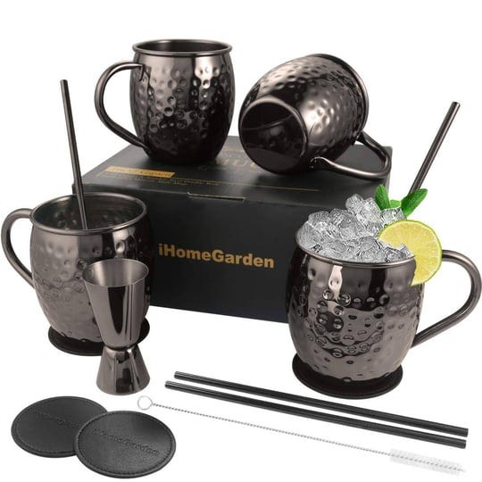 dunchaty-moscow-mule-mugs-set-of-4-gift-set-black-mule-mugs-pure-solid-hammered-stainless-steel-mule-1