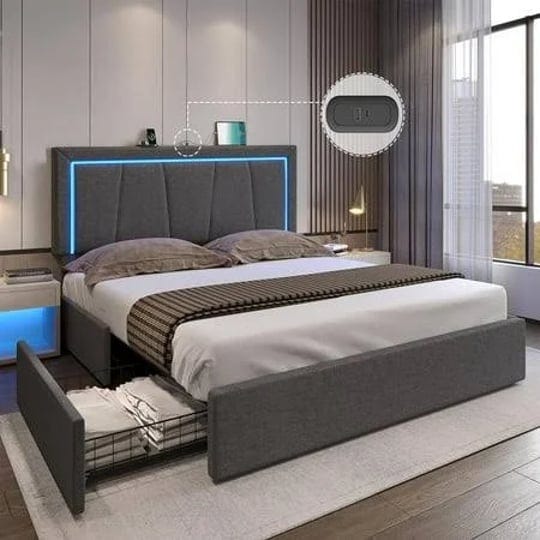 queen-led-bed-frame-with-4-storage-drawers-and-charging-stations-and-led-headboardlinen-fabric-uphol-1