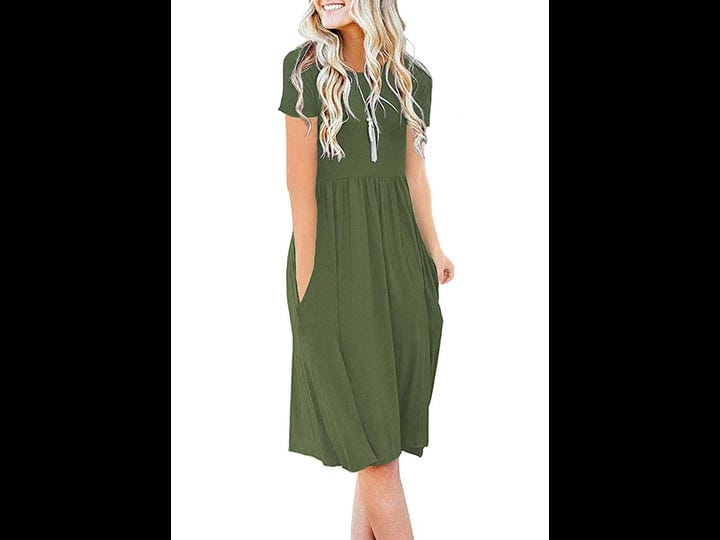 db-moon-women-casual-short-sleeve-dresses-empire-waist-knee-length-dress-with-pockets-army-green-l-1