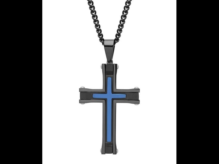 macys-mens-stacked-cross-pendant-necklace-black-1