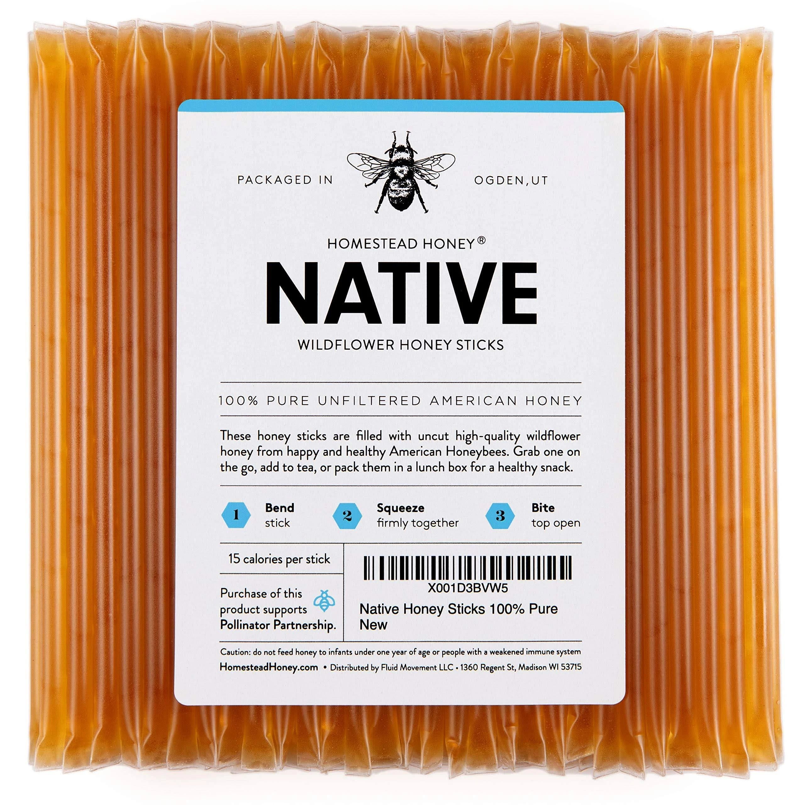 100% Authentic Native Honey Sticks - Wildflower Honey Stix in Pure Stick Form | Image