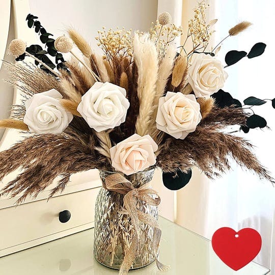 ryddelighome-100pcs-artificial-flower-arrangements-with-vase-pampas-grass-with-vase-included-for-din-1