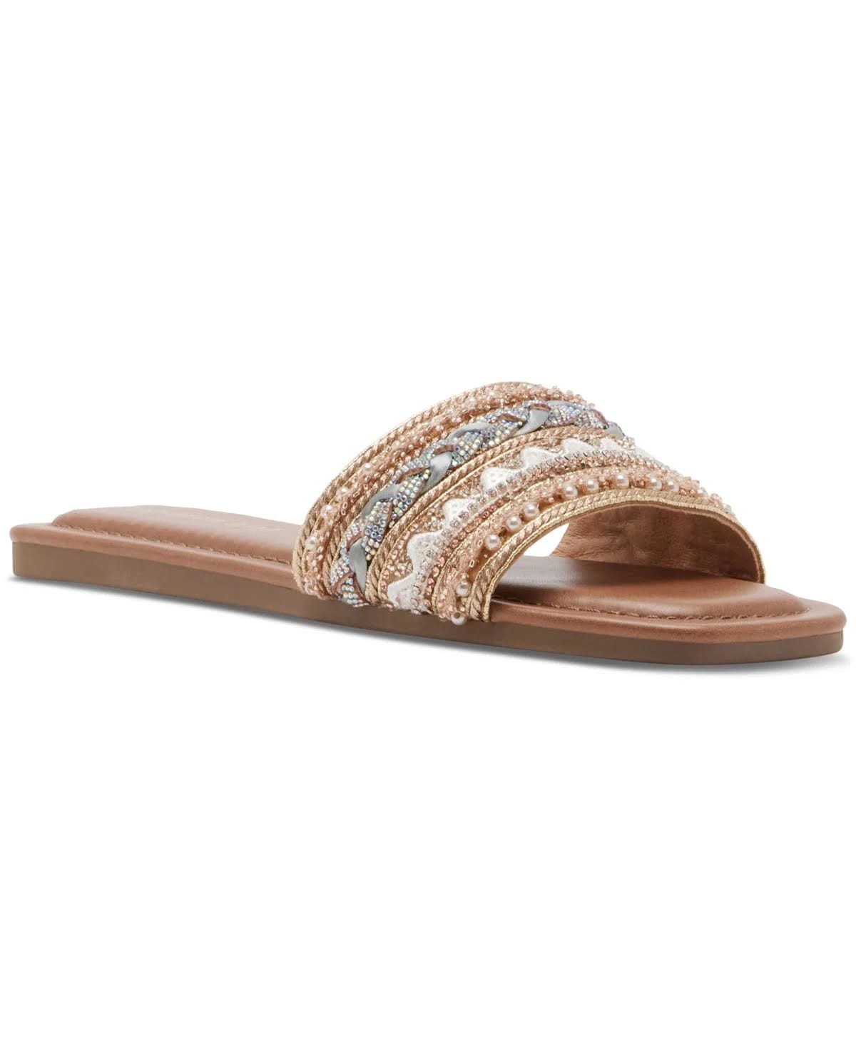 Pretty Rhinestone-Embellished Slide Sandals for Women | Image