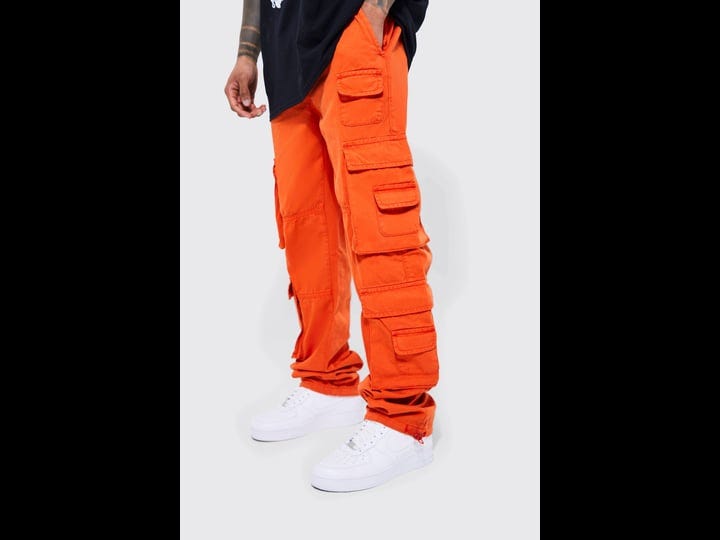 boohooman-mens-elastic-waist-straight-stacked-pocket-cargo-orange-1
