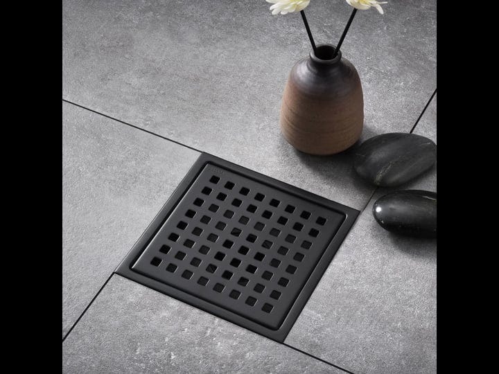 luxier-6-in-x-6-in-stainless-steel-square-shower-drain-in-matte-black-1