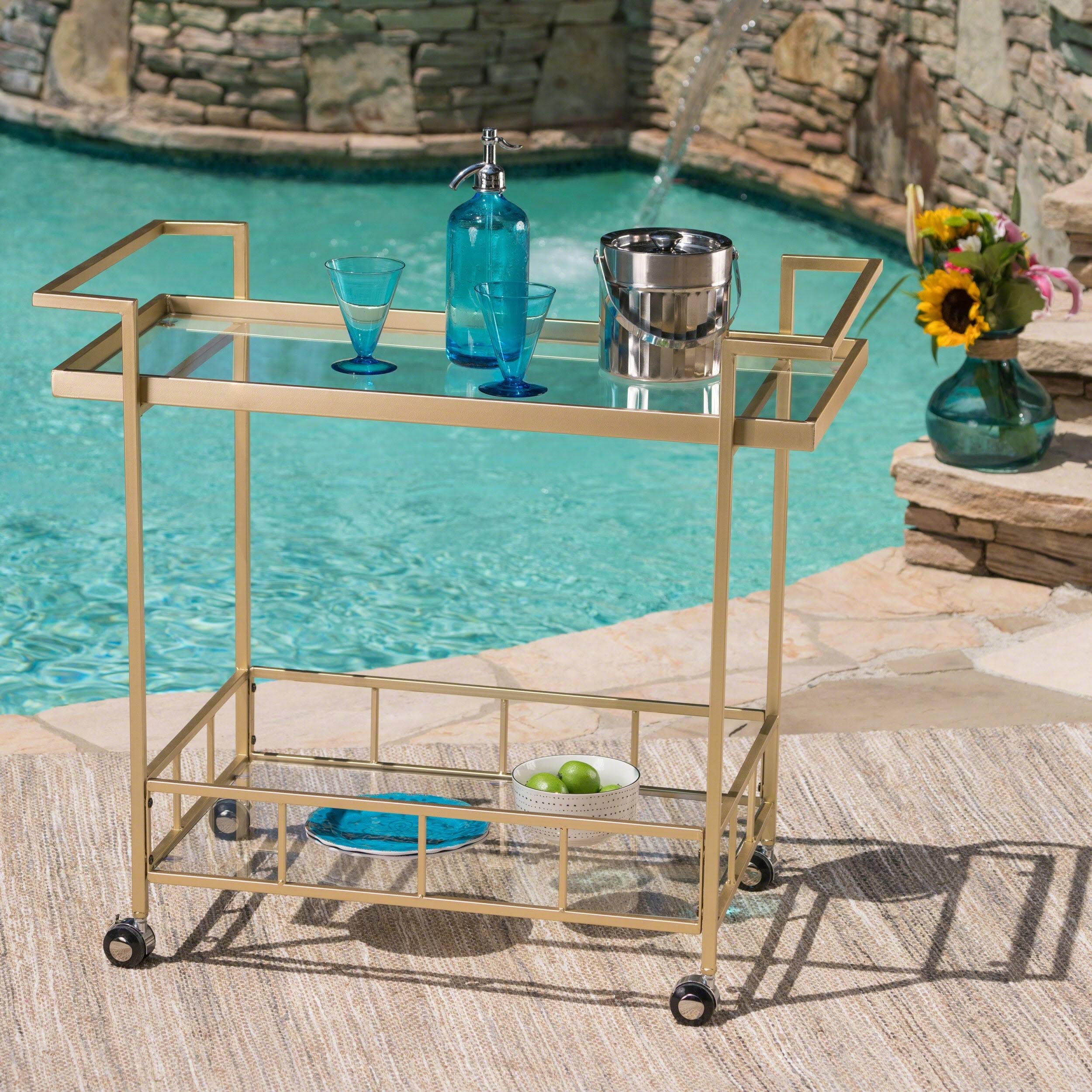 Gold Outdoor Industrial Bar Cart | Image