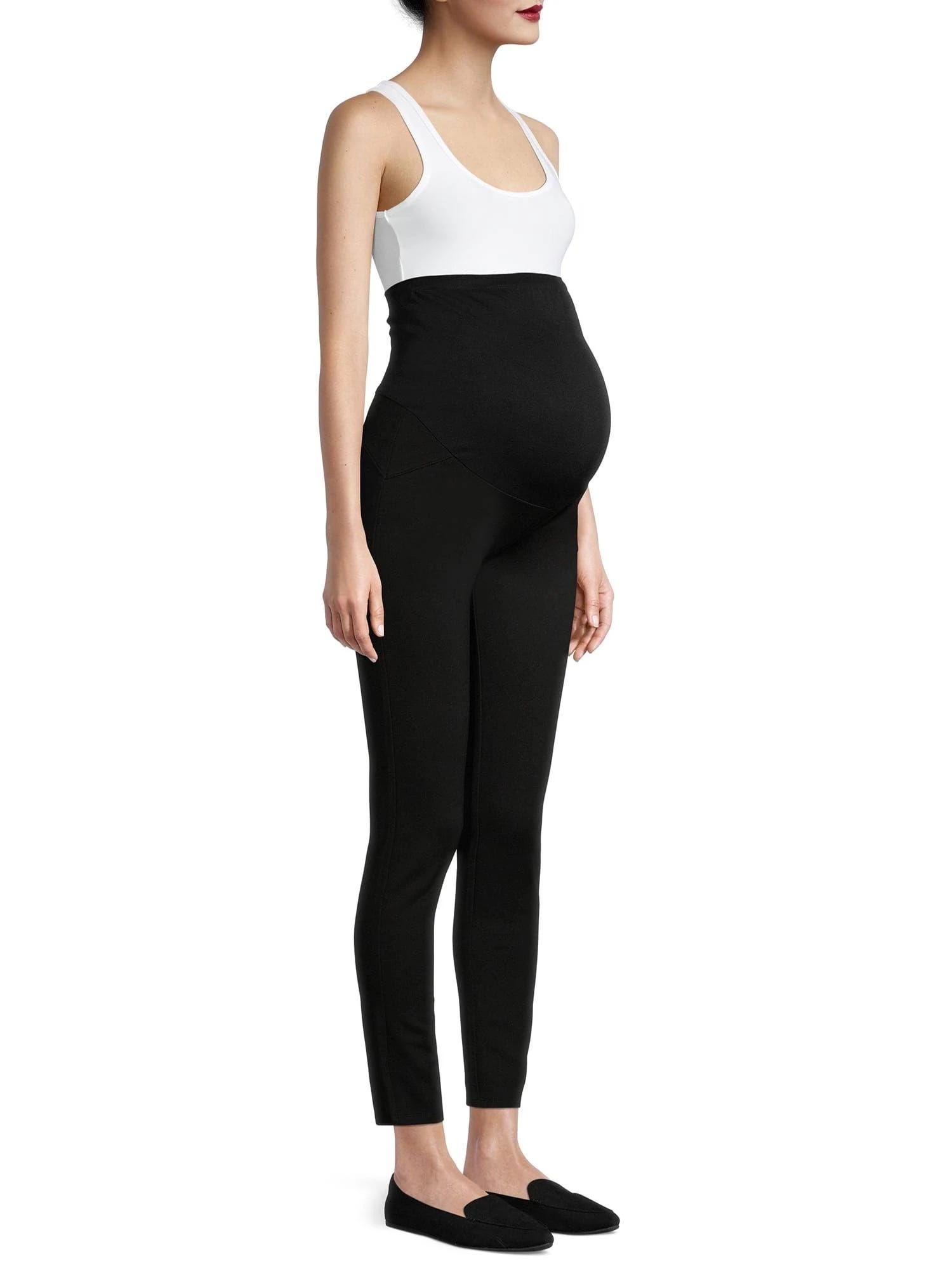 Elegant Black Maternity Ponte Knit Leggings | Image