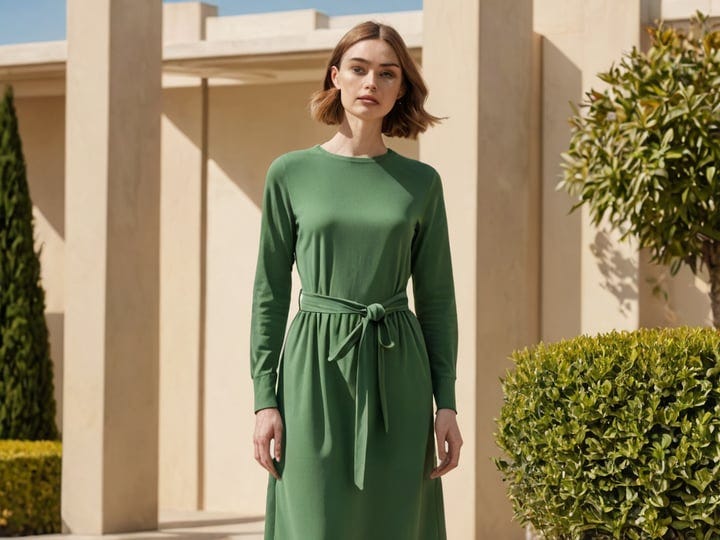 Green-Long-Sleeve-Midi-Dress-5