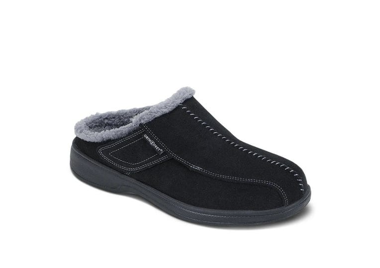 asheville-mens-black-arch-support-slippers-orthofeet-10-extra-wide-black-1