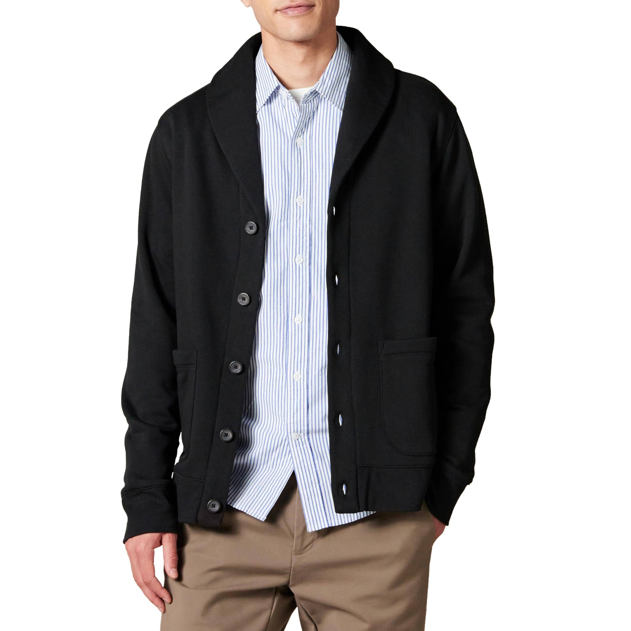 Comfortable Fleece Shawl-Collar Cardigan for Men | Image