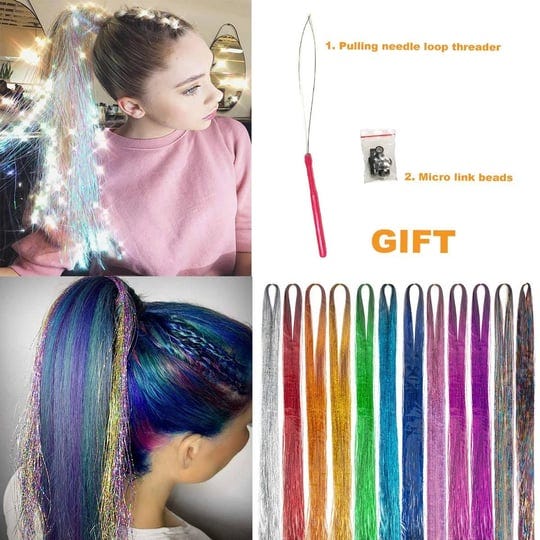 uptoup-46-inch-hair-tinsel-with-tools-12-colors-2000-strands-hair-tinsel-kit-glitter-hair-extensions-1