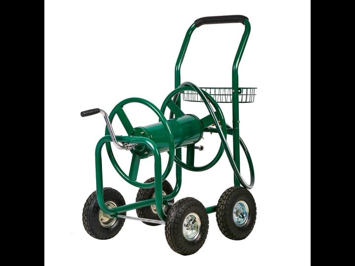 heavy-duty-garden-water-hose-reel-cart-outdoor-yard-planting-w-basket-1