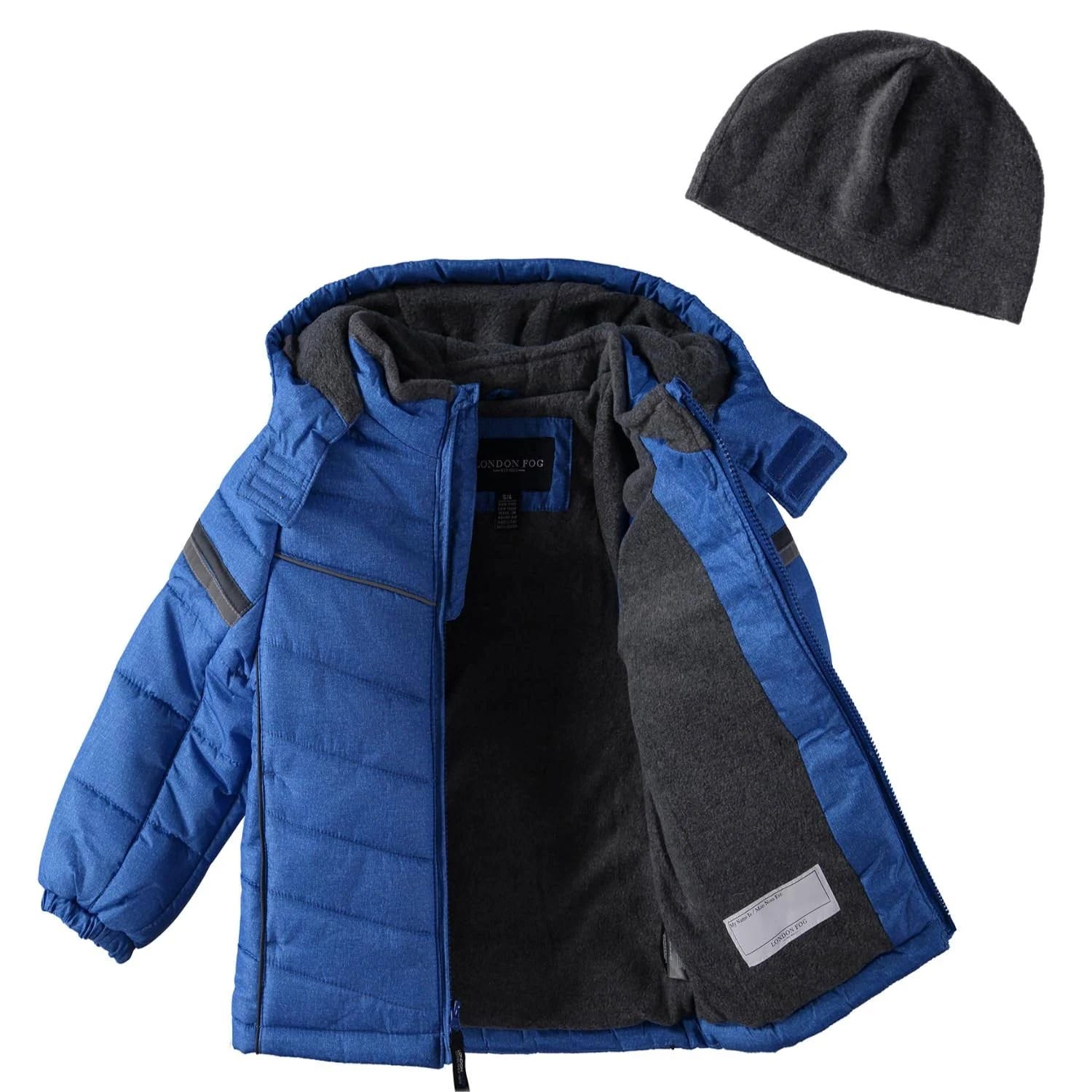 Stylish, Water-Resistant Puffer Jacket with Hood & Hoodie Hat for Kids (Blue) | Image