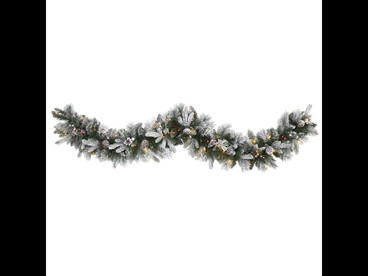 nearly-natural-6ft-flocked-mixed-pine-artificial-christmas-garland-with-50-led-lights-pine-cones-and-1