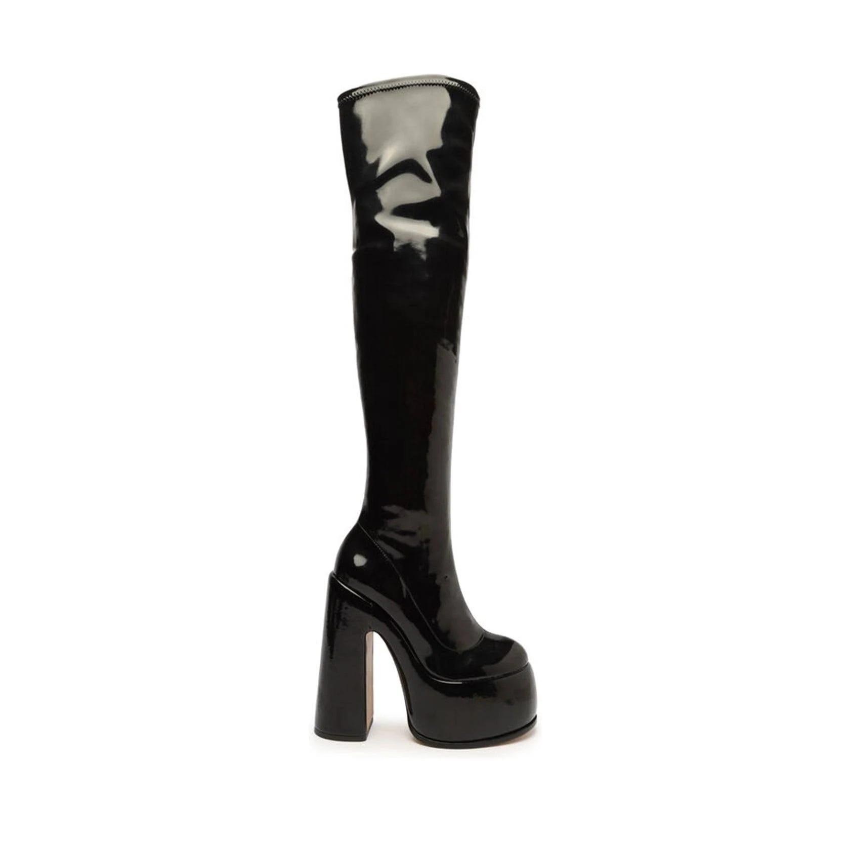 Stylish Black Leather Over-the-Knee Boot | Image