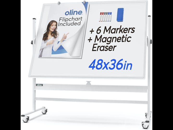 oline-mobile-double-sided-rolling-adjustable-dry-erase-magnetic-white-board-1