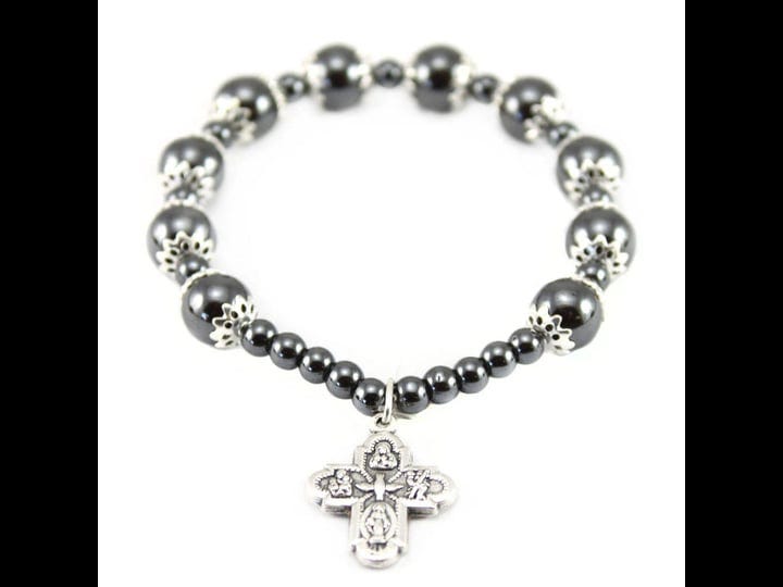rosary-bracelet-elastic-hematite-capped-beads-four-way-cross-1
