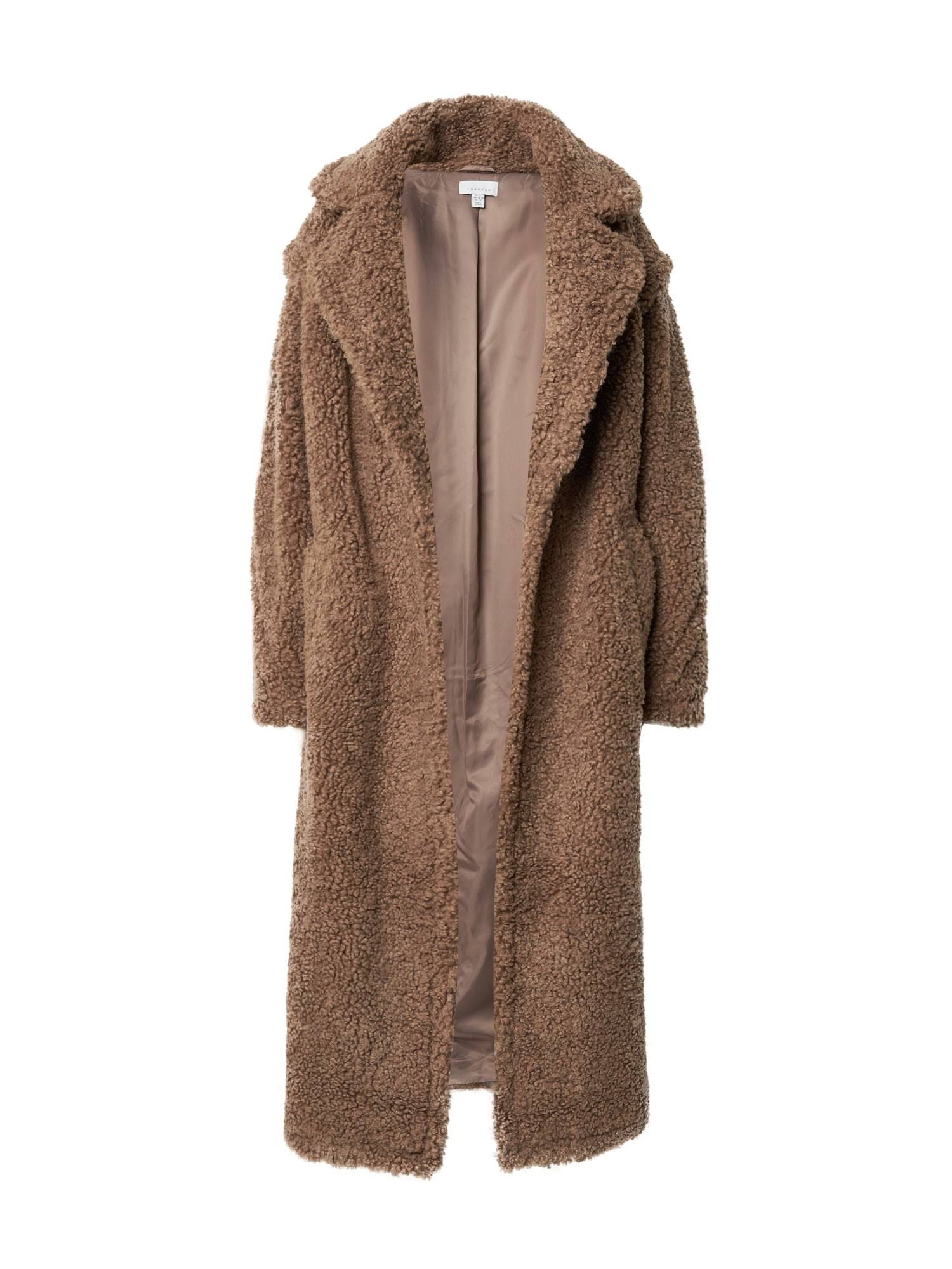 Long Line Brown Teddy Bear Coat by Topshop | Image