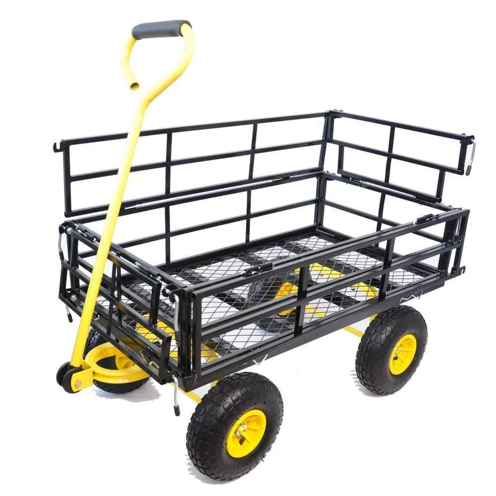 Black 16.7 Cu. ft. Metal Yard Wagon for Gardening Tasks | Image