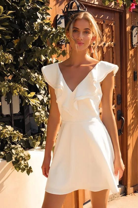 Lulus Divine Darling White Ruffled Skater Dress | Image