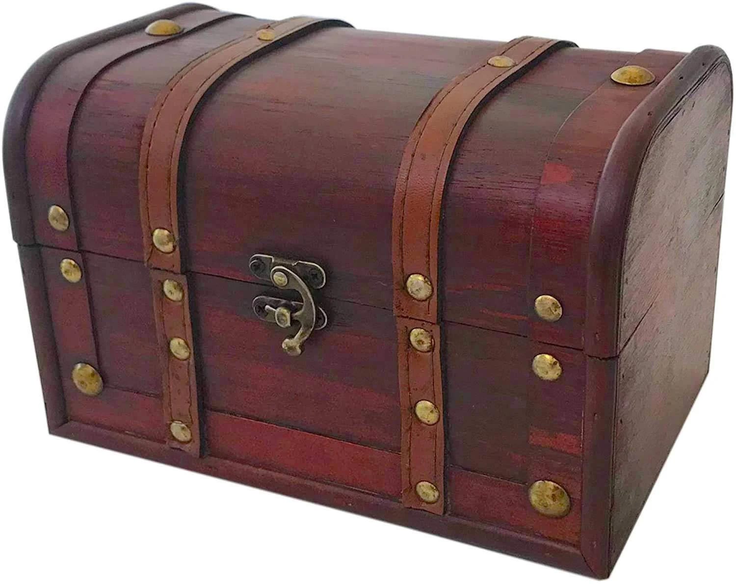 Maxflo Wood and Leather Decorative Treasure Chest | Image