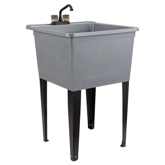 24-75-in-x-22-88-in-grey-thermoplastic-freestanding-utility-sink-with-matte-black-finish-faucet-1
