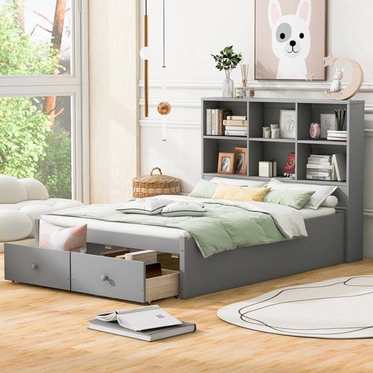 full-size-platform-bedstorage-headboard-charging-station-and-2-drawers-gray-1