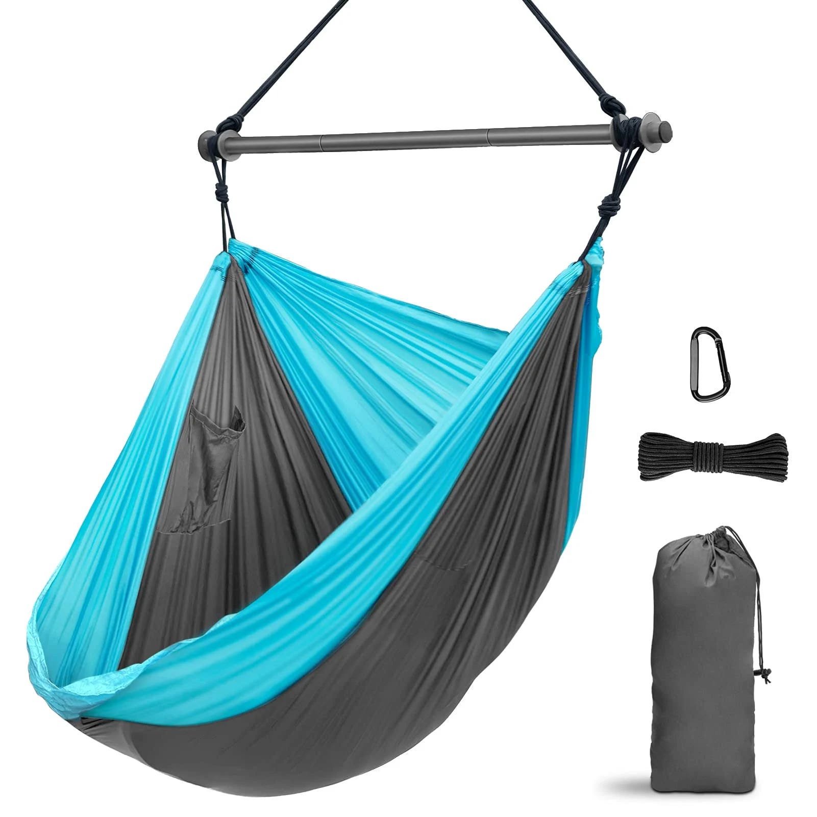 Portable Sky-Blue Rope Hammock Chair | Image