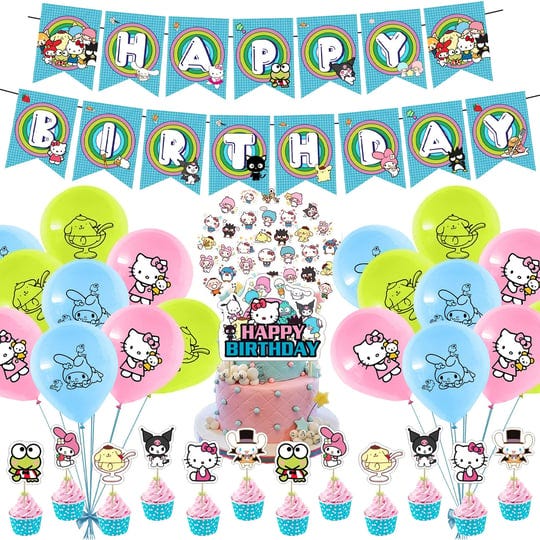 82-pcs-hellokittykuromikawaii-theme-birthday-party-decorationsparty-supply-set-for-kids-with-1-happy-1