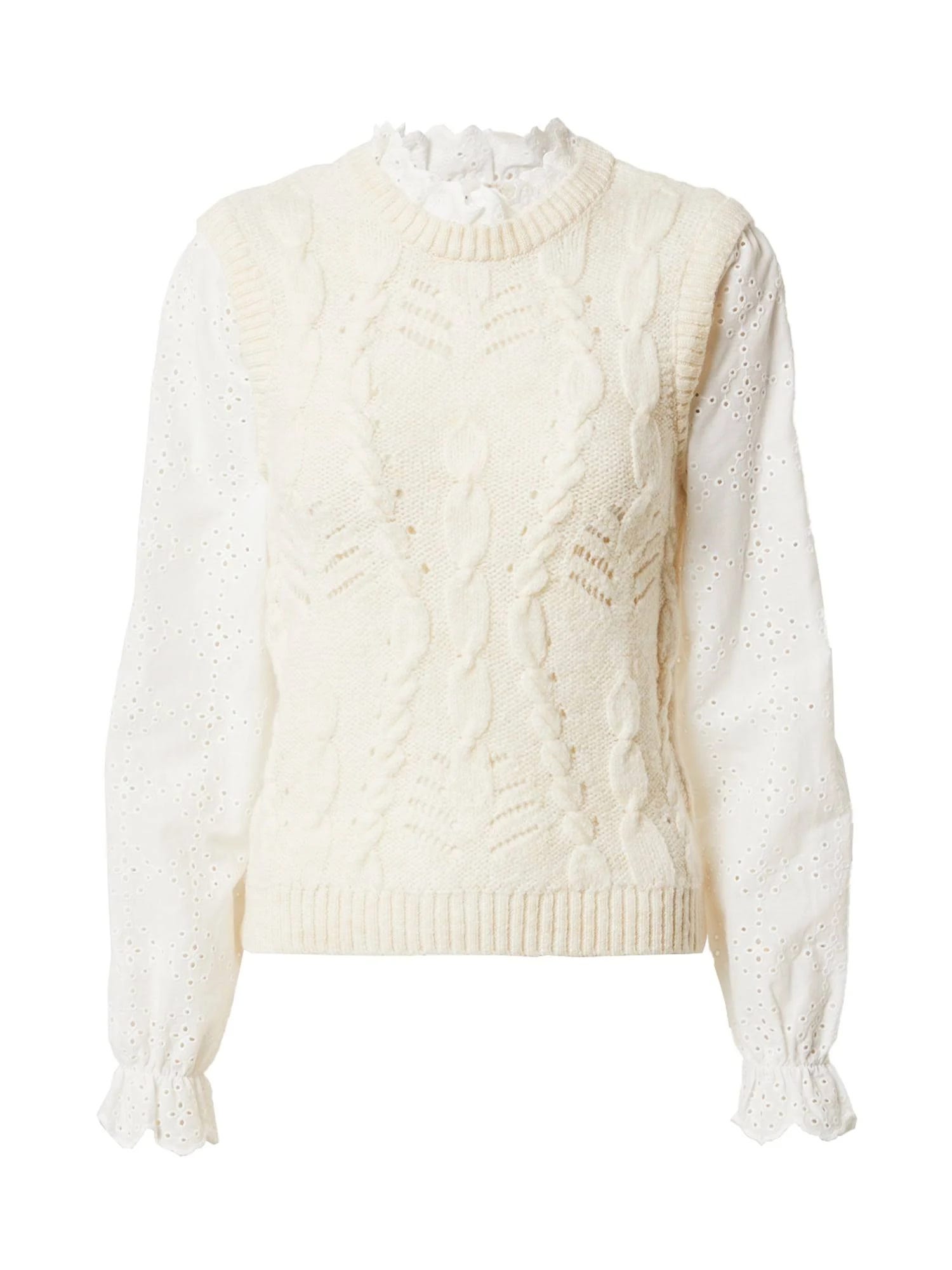 White Hybrid Cable Knit Sweater Jumper by River Island | Image